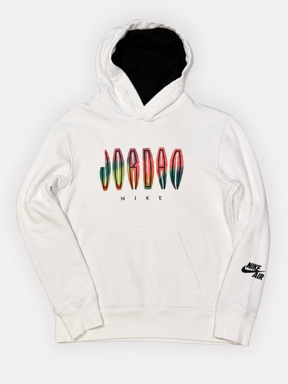 Jordan Nike Air Boys Hoodie White Multicolor Logo Size Large 12-13